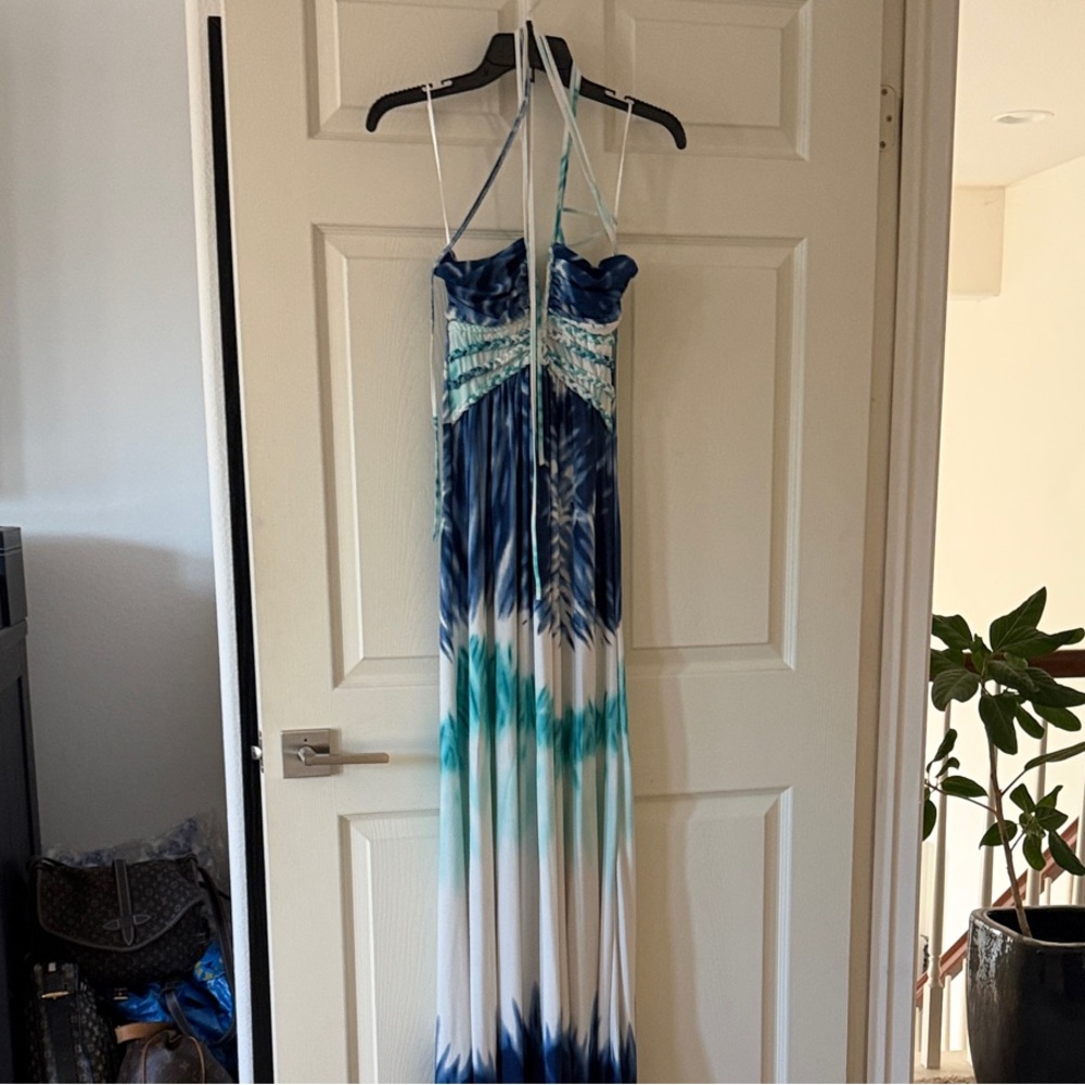 Cynthia Rowley Blue and White Halter Dress